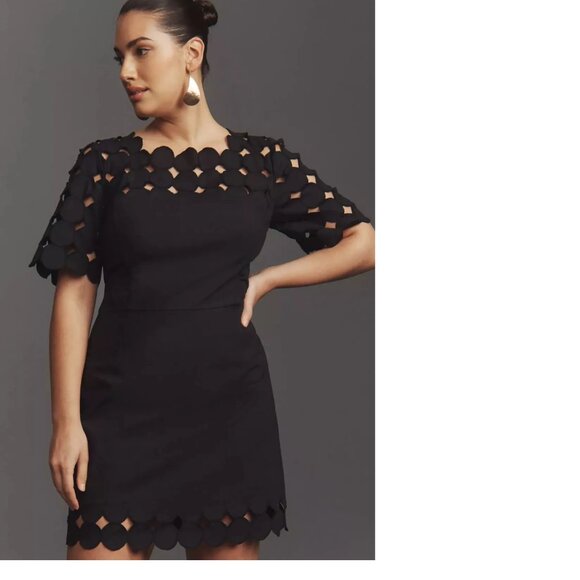 Anthropologie Dresses & Skirts - By Anthropologie Cutwork Mini Shift Dress SIZE 2 new black new with tag